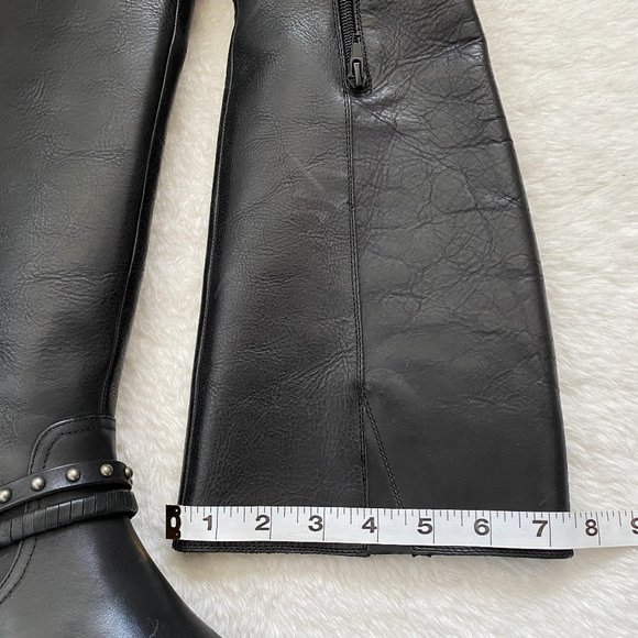 Lucky Brand Women's Karesi Leather Stacked Heel Harness Knee-High, Black, Size 7 - Picture 10 of 12